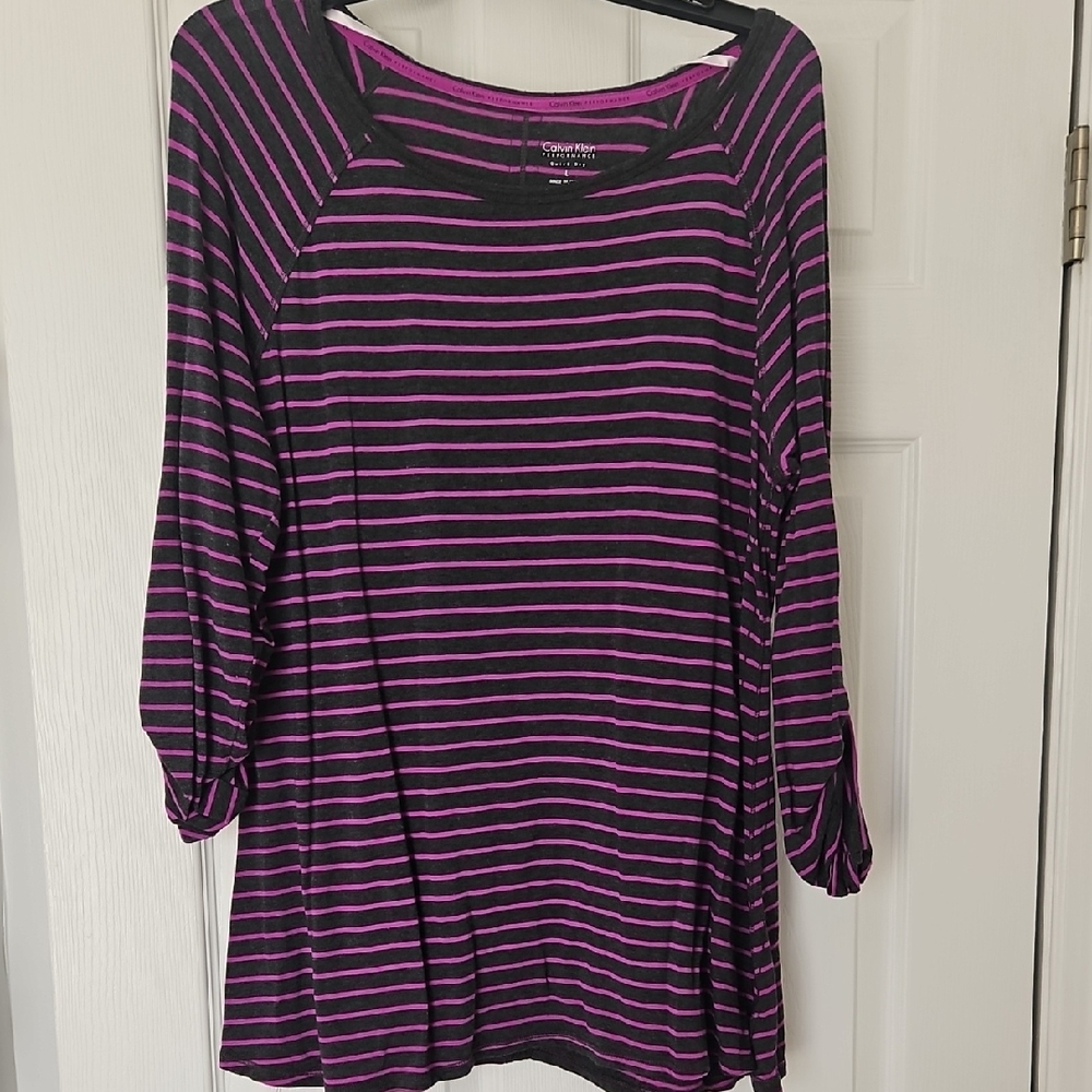 Calvin Klein Performance Striped Long Sleeve Top